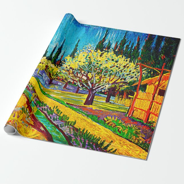 Orchard Bordered by Cypresses Vincent Van Gogh Wrapping Paper (Unrolled)