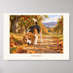 Orchard Explorer Autumn Beagle Art Poster
