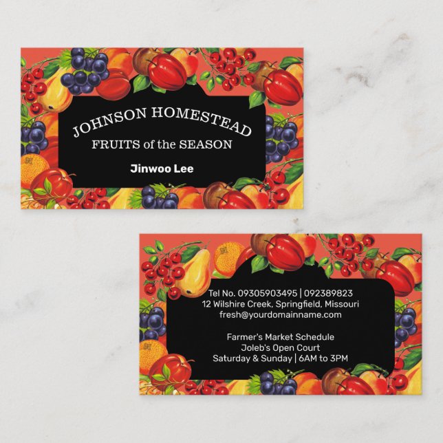 Orchard Farmer's Market Season Fruits Business Car Business Card (Front/Back)