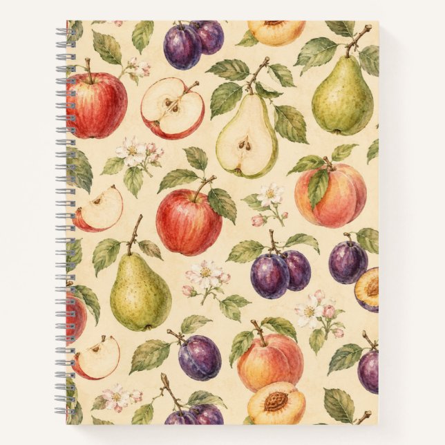 Orchard Fruit Watercolor Pattern Notebook (Front)