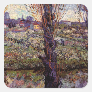Orchard in Blossom, Arles by Vincent van Gogh Square Sticker