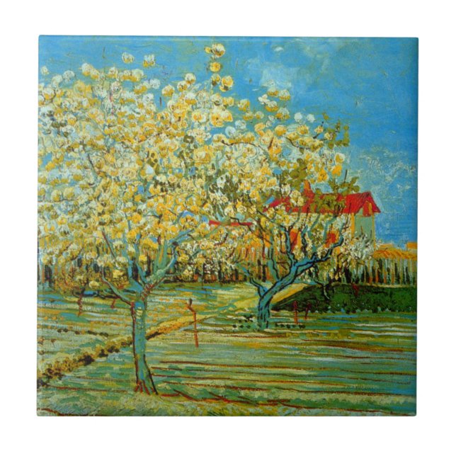 Orchard in Blossom by Vincent van Gogh Ceramic Tile (Front)