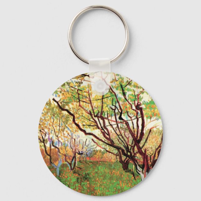 Orchard in Blossom by Vincent van Gogh Key Ring (Front)