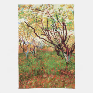 Orchard in Blossom by Vincent van Gogh Tea Towel