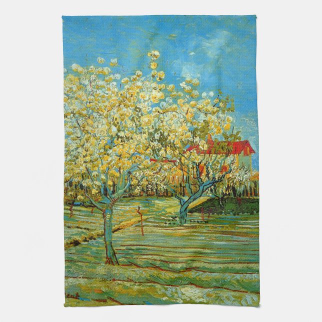 Orchard in Blossom by Vincent van Gogh Tea Towel (Vertical)