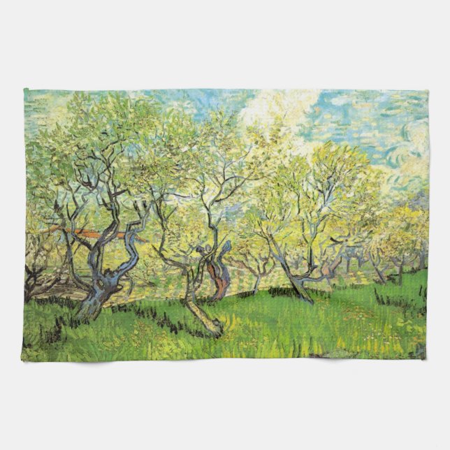 Orchard in Blossom by Vincent van Gogh Tea Towel (Horizontal)