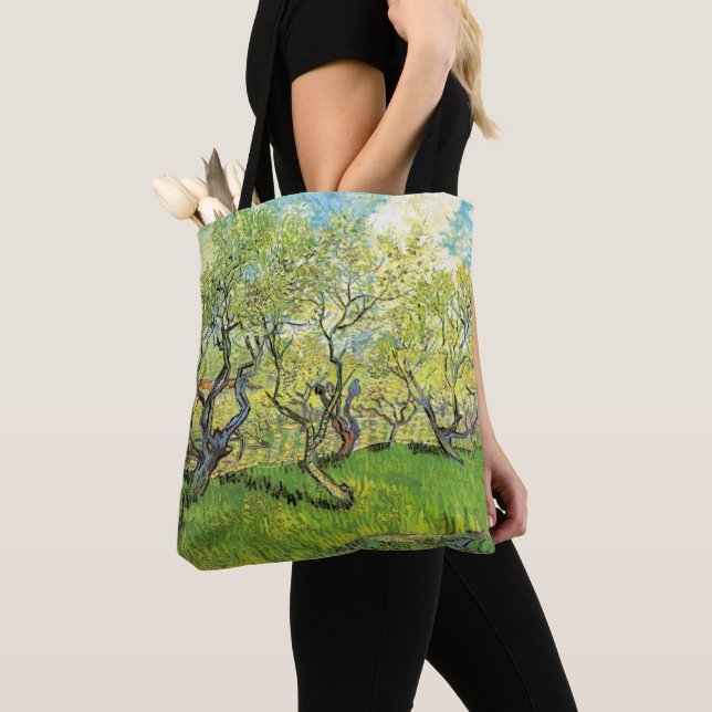 Orchard in Blossom by Vincent van Gogh Tote Bag (Close Up)