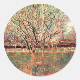 Orchard in Blossom, Plum Trees by Vincent van Gogh Classic Round Sticker