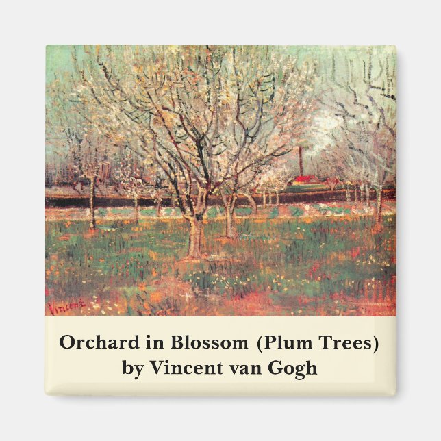 Orchard in Blossom, Plum Trees by Vincent van Gogh Magnet (Front)