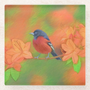 Orchard Oriole Songbird Painting Original Bird Art Glass Coaster
