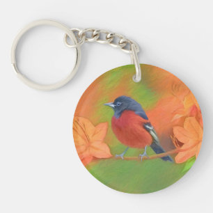 Orchard Oriole Songbird Painting Original Bird Art Key Ring