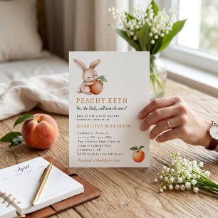 Orchard Theme bunny Peach Baby Shower Invitation