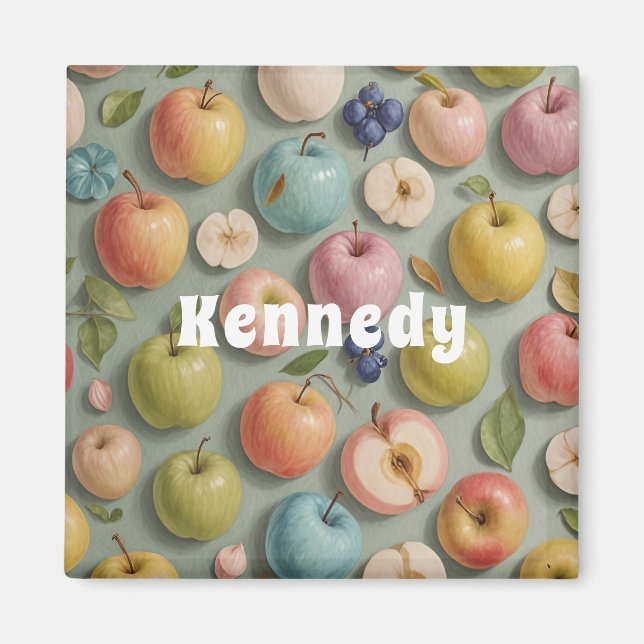 Orchard Whimsy: Pastel Fruit Magnet (Front)