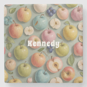 Orchard Whimsy: Pastel Fruit Stone Coaster