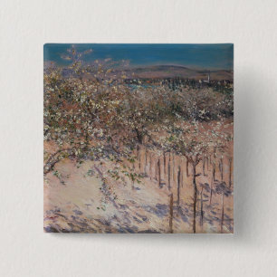 Orchard with Flowering Apple Trees, Colombes 15 Cm Square Badge