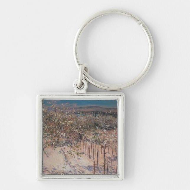 Orchard with Flowering Apple Trees, Colombes Key Ring (Front)