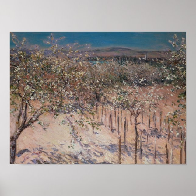 Orchard with Flowering Apple Trees, Colombes Poster (Front)