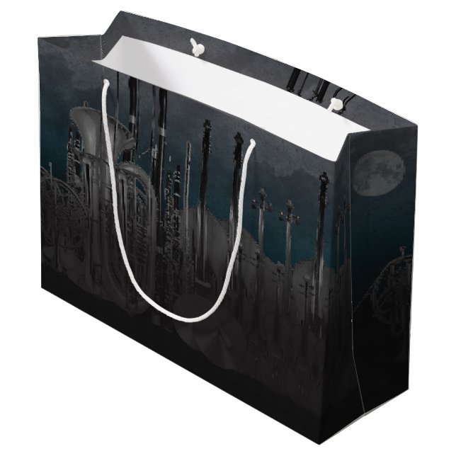 Orchestra Instrument Nighttime Skyline Large Gift Bag (Back Angled)
