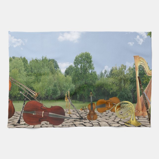 Orchestra Instruments in the Park Tea Towel (Horizontal)