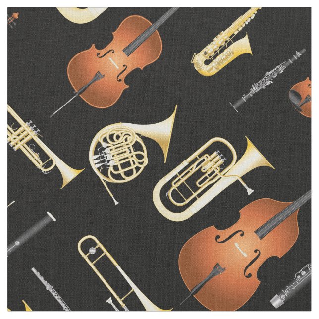 Orchestra Instruments Music Musician Decor Fabric (Close Up)