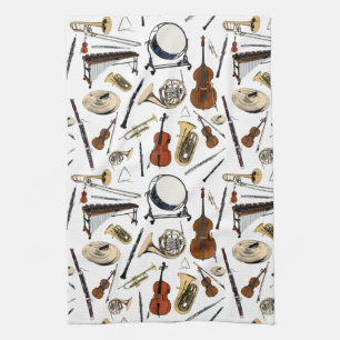 Orchestra Instruments Pattern Tea Towel
