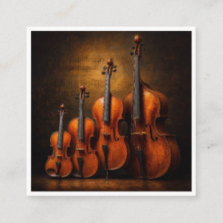Orchestral Elegance: The Violin Family Stage Portr Square Business Card