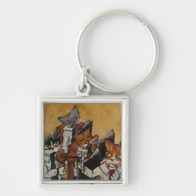 Orchestral Violin Music Cats Key Ring (Front)