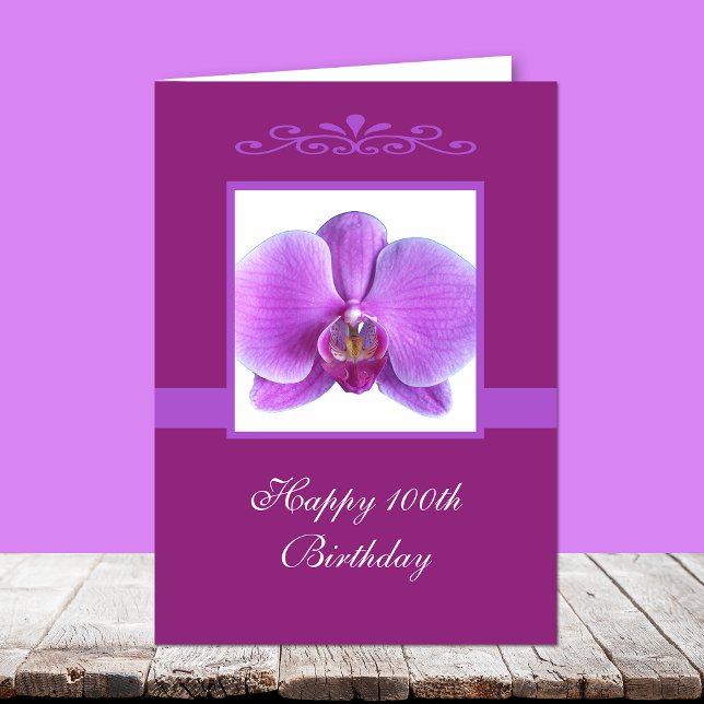 Orchid 100th Birthday Card (Creator Uploaded)