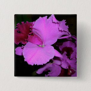 Orchid 15 Cm Square Badge