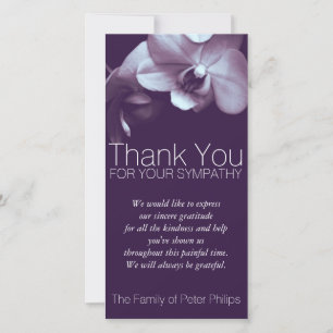 Orchid 3b Dark Purple Sympathy Thank You Photo C Card