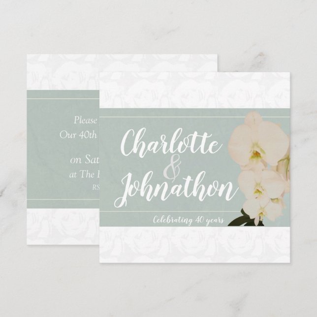 Orchid 40th Ruby Wedding Anniversary Party Invite (Front/Back)