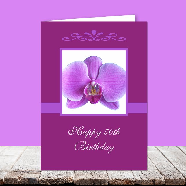 Orchid 50th Birthday Card (Creator Uploaded)