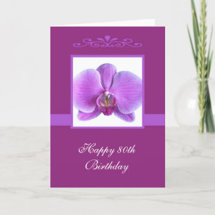Orchid 80th Birthday Card