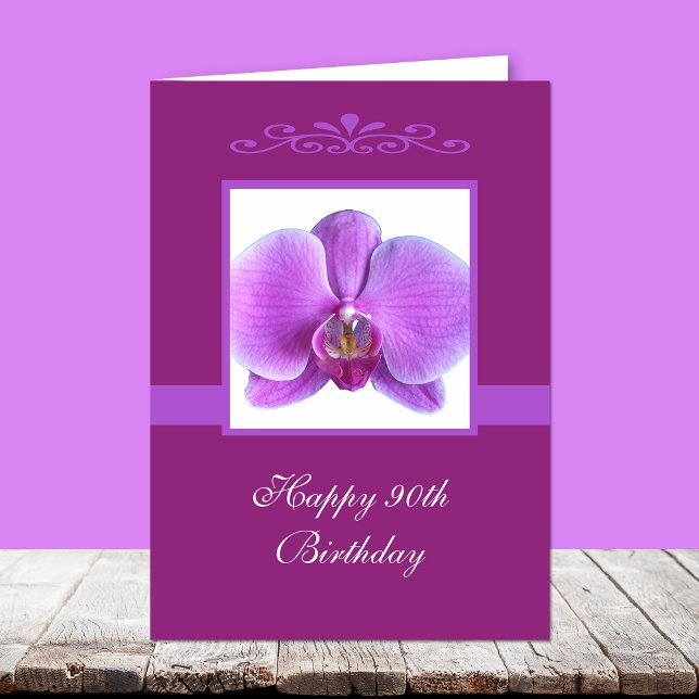 Orchid 90th Birthday Card (Creator Uploaded)