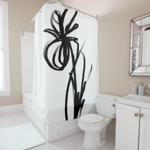Orchid: Abstract Black and White Shower Curtain