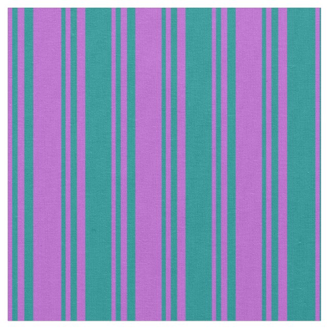 Orchid and Dark Cyan Pattern of Stripes Fabric (Close Up)