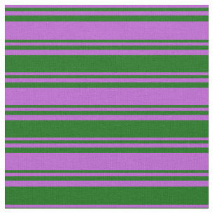 Orchid and Dark Green Coloured Stripes Pattern Fabric