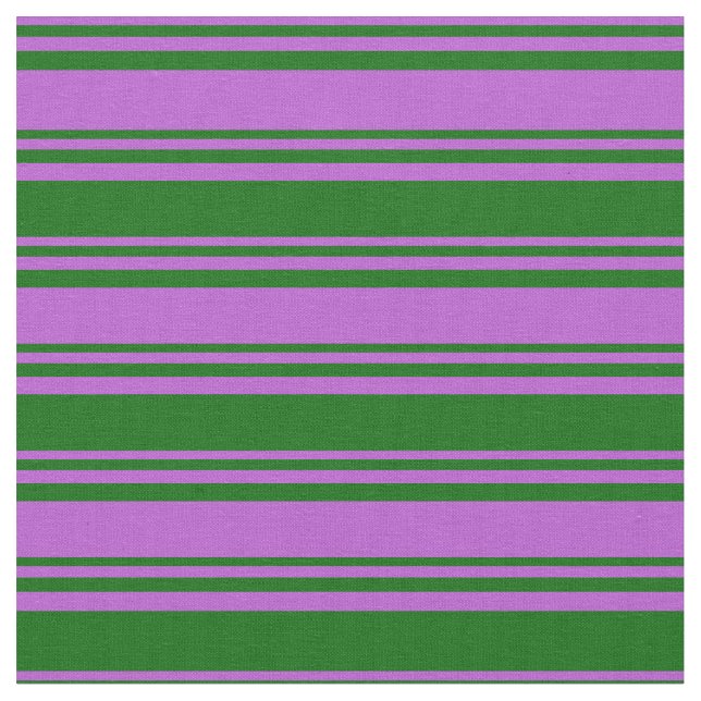 Orchid and Dark Green Coloured Stripes Pattern Fabric (Close Up)