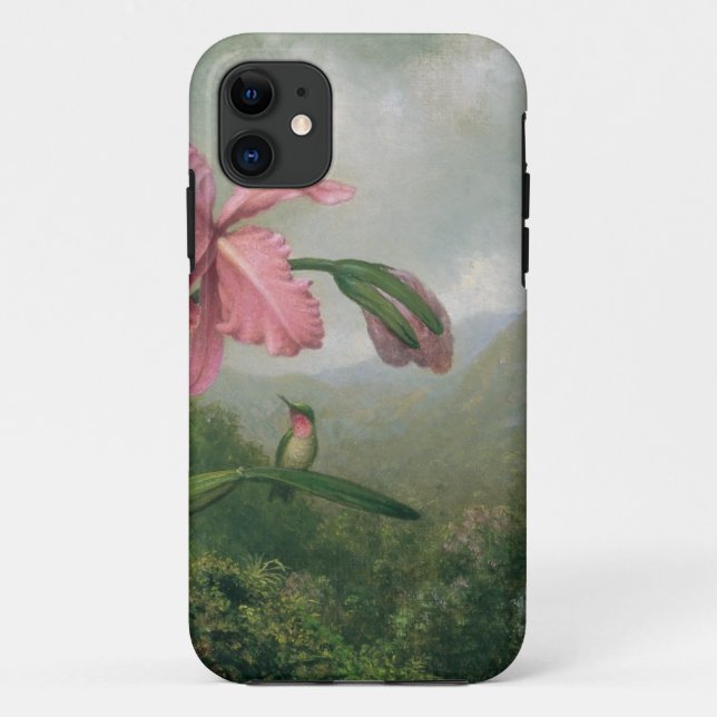 Orchid and Hummingbird near a Mountain Waterfall Case-Mate iPhone Case (Back)