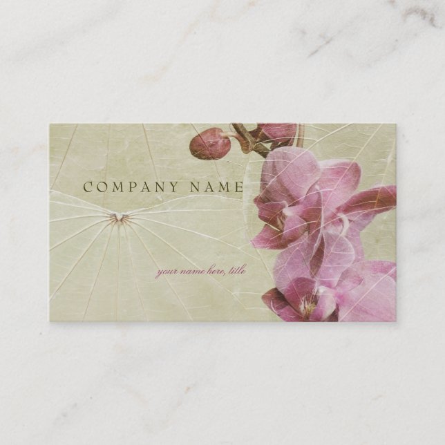 Orchid and Leaves Business Card (Front)