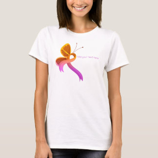 Orchid and Orange Awareness Ribbon Butterfly T-Shirt