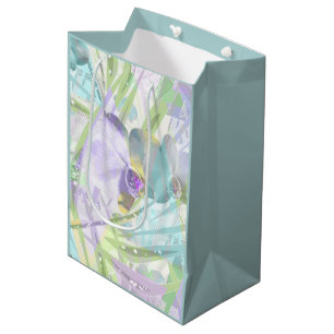 Orchid and palm leaves, tropical medium gift bag