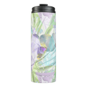 Orchid and palm leaves, tropical thermal tumbler