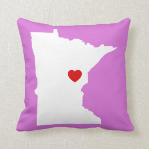 Orchid and White Minnesota with Red Heart Cushion