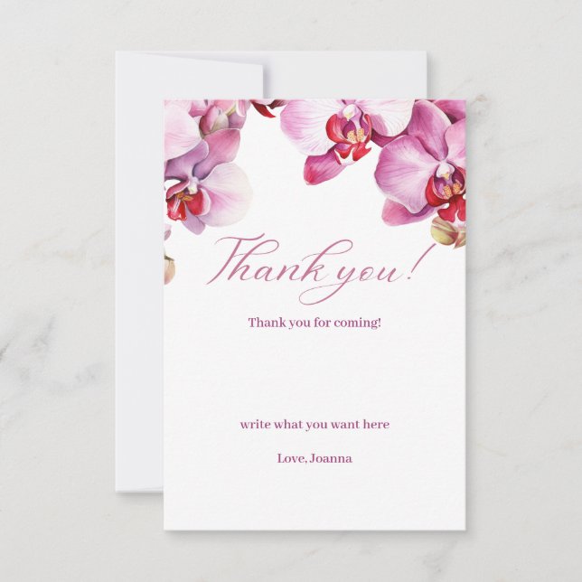 Orchid Baby Shower Thank You Card (Front)