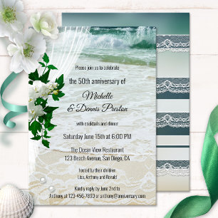 Orchid Beach and Lace Anniversary Party Invitation