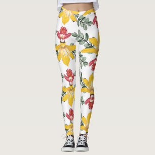 Orchid Beauty: Floral Pattern Elegance. Leggings