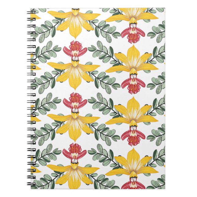 Orchid Beauty: Floral Pattern Elegance. Notebook (Front)