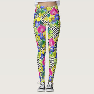 Orchid Begonia And Palm Leaves Leggings