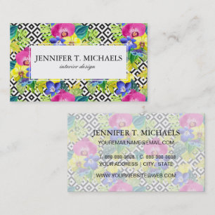 Orchid Begonia And Palm Leaves   Monogram Business Card
